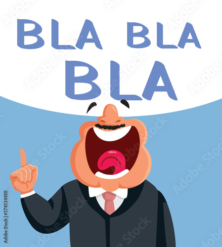 Demagogue Politician with Empty Speech Vector Funny Illustration. Boring executive mansplaining and talking empty words
 photo