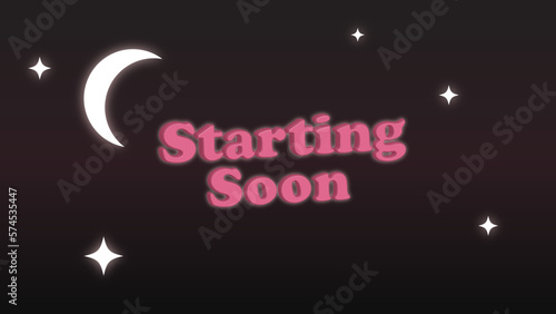 Starting Soon Stream Screen, 3d pink and black, moon and stars, cute girly