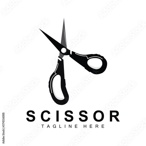 Scissors Logo Design, Barbershop Shaver Vector, Babershop Scissors Brand Illustration photo