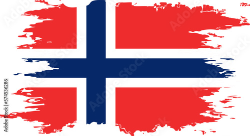 Norway flag grunge brush color image vector photo