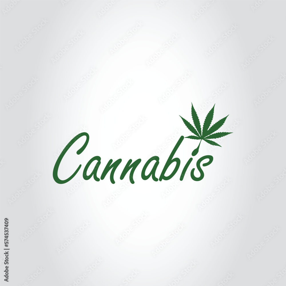 Fototapeta premium Cannabis leaf or Hemp medicinal plant logo illustration, vector design.