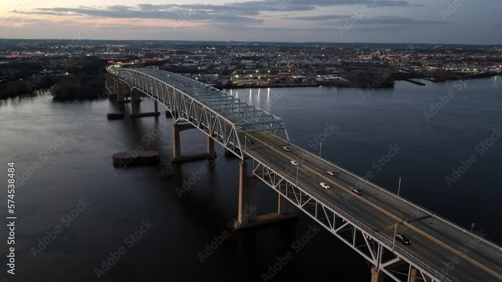 Aerial View of the Betsy Ross Bridge over the Delaware River Philadelphia at Dusk
Aerial View of the Betsy Ross Bridge over the Delaware River Philadelphia at Dusk