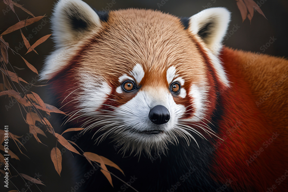 Obraz premium Red Panda portrait. Generative AI.