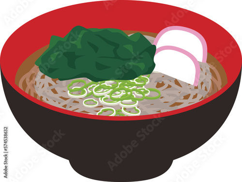 ワカメそばのイラスト