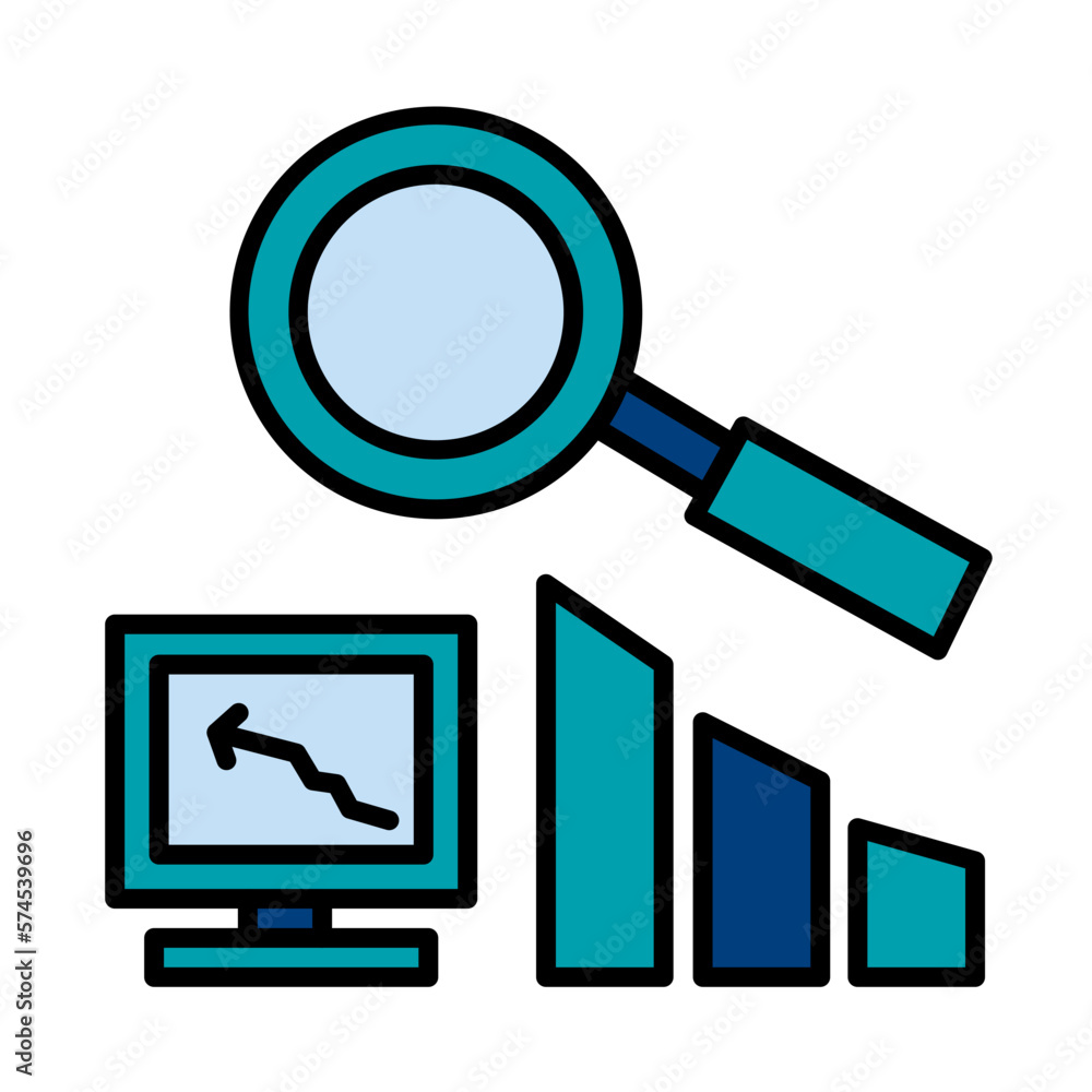 Filled Line Advertising research design vector icon Filled Line Advertising research design vector icon