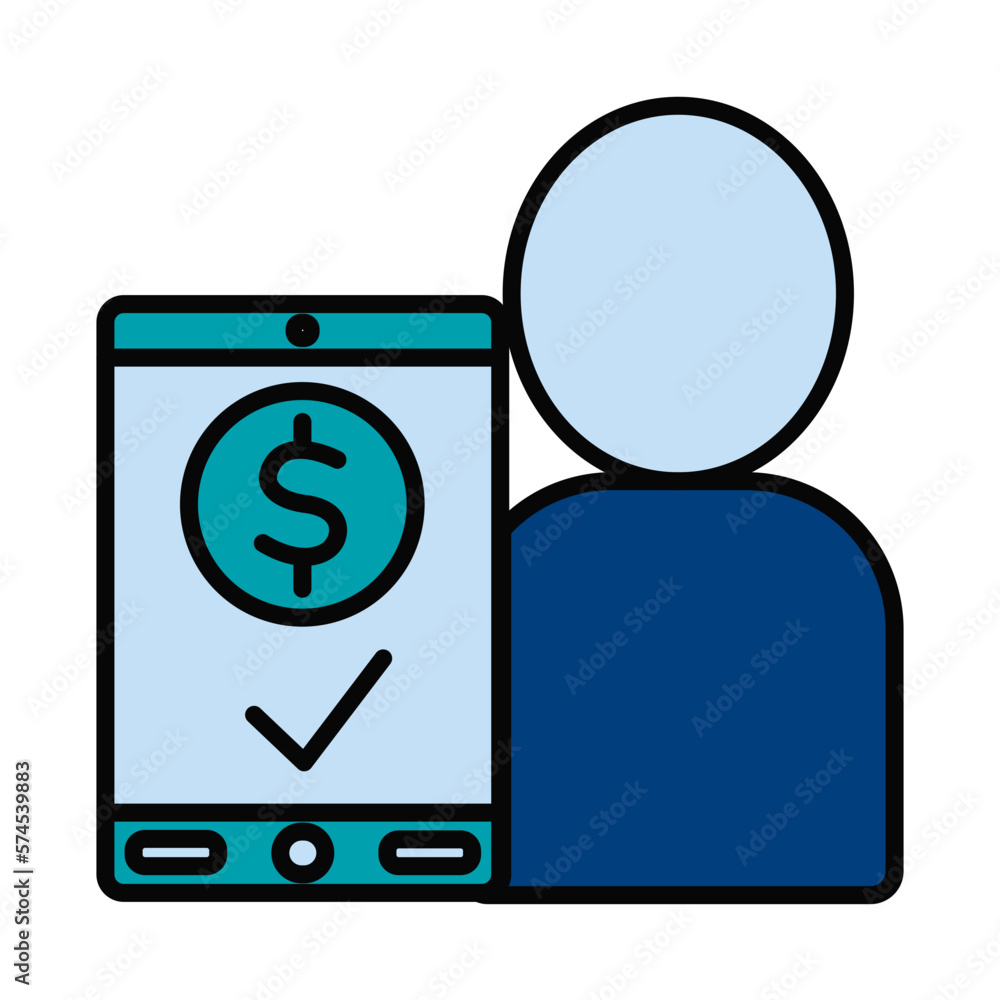 Filled Line DIGITAL PAYMENT design vector icon Filled Line DIGITAL PAYMENT design vector icon