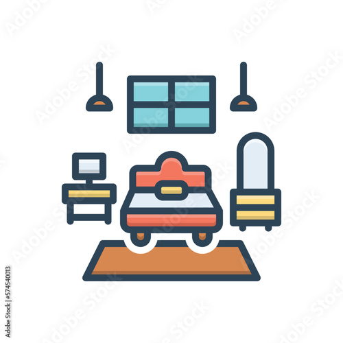 Color illustration icon for bedroom