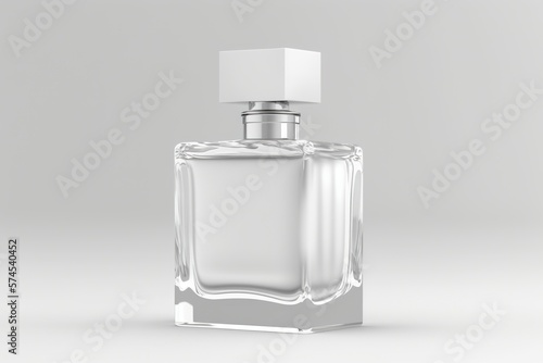 Perfume bottle on white background for mockup design, Generative Ai
