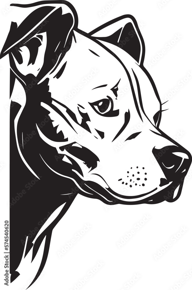 Peeking Pitbull Logo Monochrome Design Style
