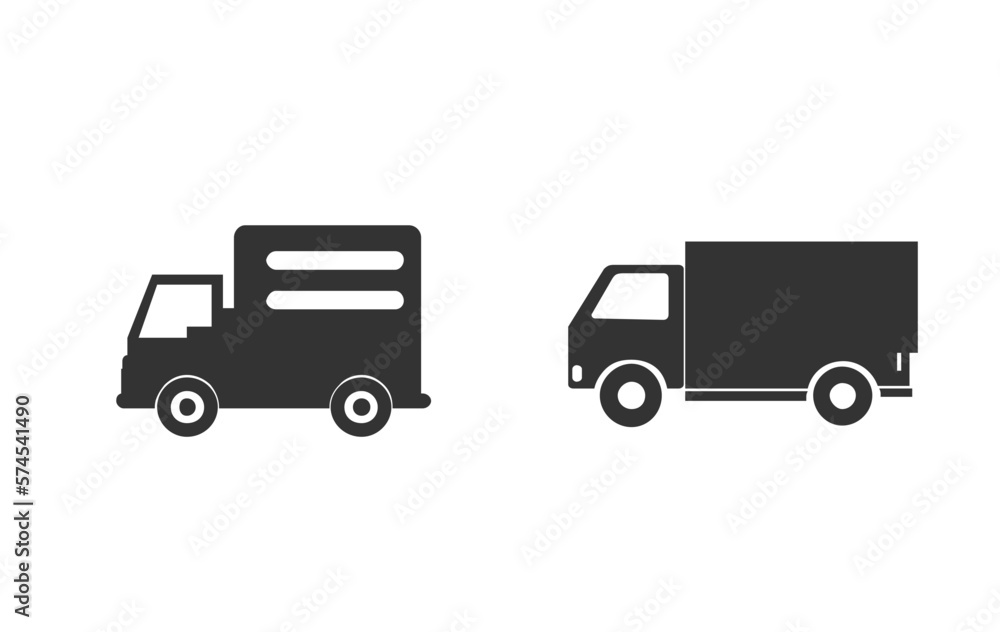 Truck pickup icon in black and white colour