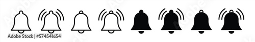 notification bell icon set. alarm bell icon. new message notification icon symbol sign collections, vector illustration