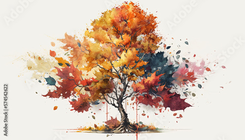 Tree Autumn/Fall - Watercolor - (Generative AI Art)
