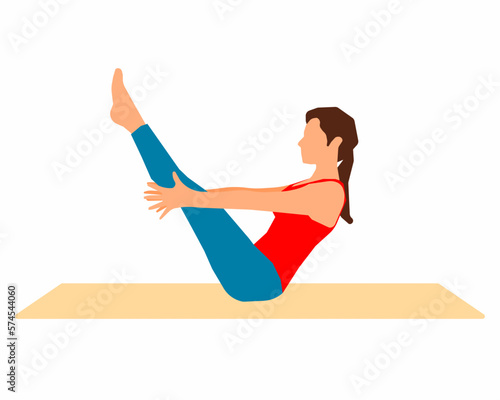 full boat Yoga pose, woman practicing yoga exercise Healthy lifestyle.