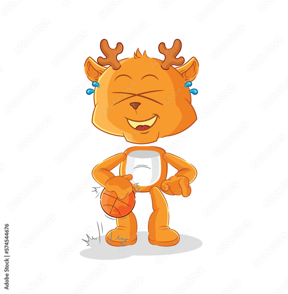 fawn dribble basketball character. cartoon mascot vector