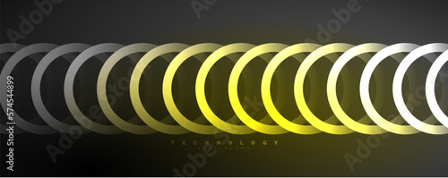 Neon shiny circles abstract background, technology energy space light concept, abstract background wallpaper design