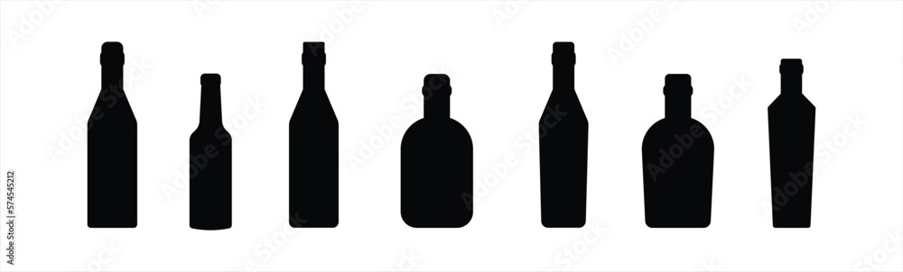 Bottle icon. Bottles wine icon. Bottle icon with different style, bottle alcohol sign and symbol. Vector illustration. Bottle icon. Bottles wine icon. Bottle icon with different style, bottle alcohol sign and symbol. Vector illustration.