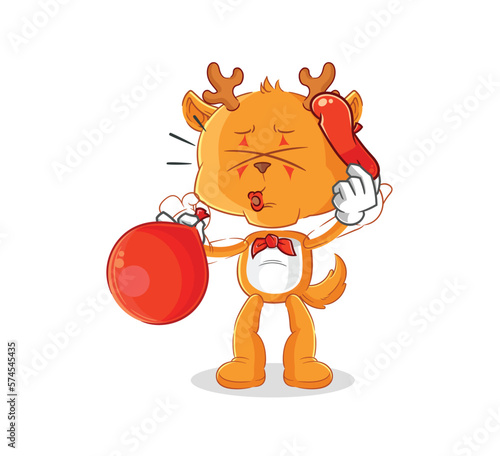 fawn pantomime blowing balloon. cartoon mascot vector