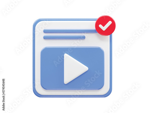 Video player icon 3d illustration vector transparent element
