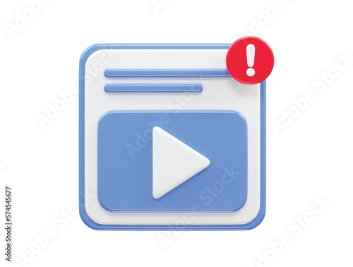 Video player icon 3d illustration vector transparent element