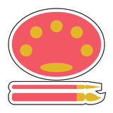Sticker BRUSH & PALLET design vector icon