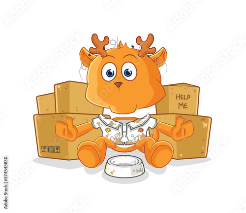 fawn homeless character. cartoon mascot vector