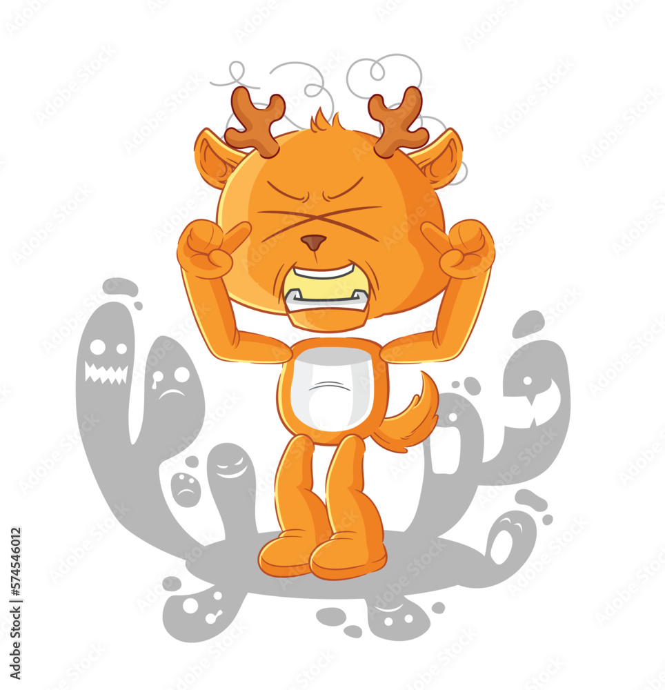 depressed fawn character. cartoon vector