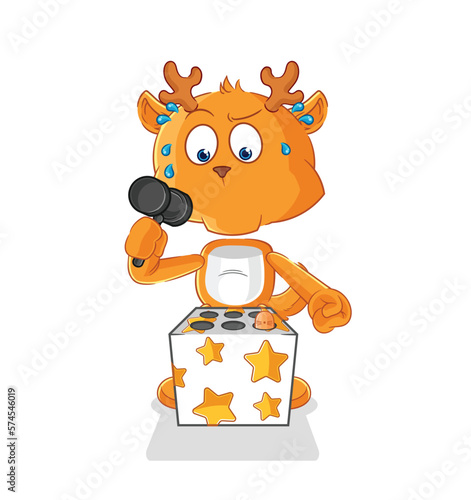 fawn play whack a mole mascot. cartoon vector