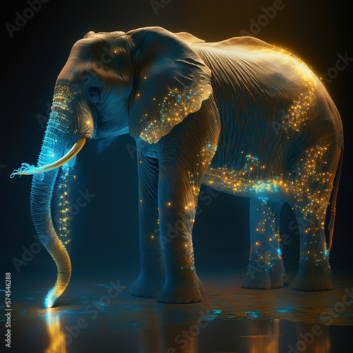 Bioluminescent elephant - generated by Generative AI © Eric