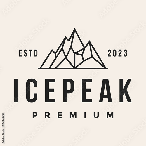retro vintage, icepeak mount stone logo design vector template