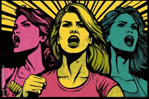 Strong Women Fighting for Equality, comic, cartoon, empowered.