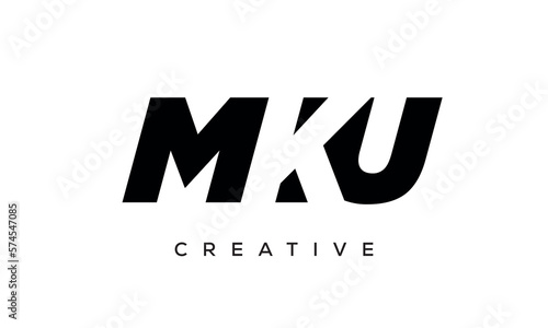 MKU letters negative space logo design. creative typography monogram vector 