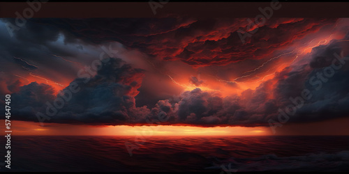 Dramatic red cloudscape dangerous storm