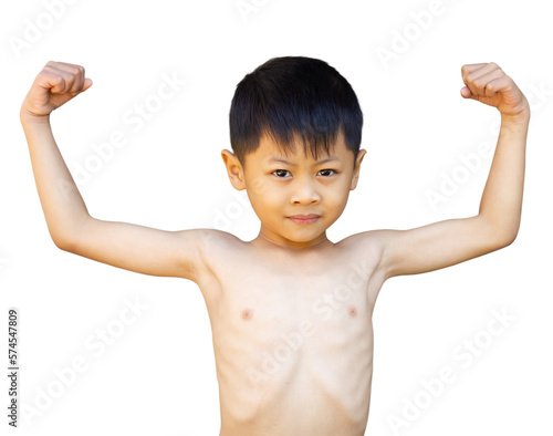 asia skinny boy show muscle