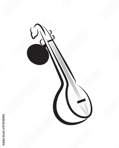 Veena, string musical instrument used in India. Veena or Tanpura icon.