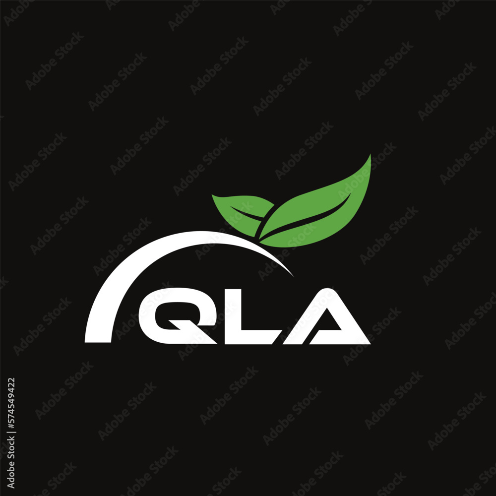 Fototapeta premium QLA letter nature logo design on black background. QLA creative initials letter leaf logo concept. QLA letter design.