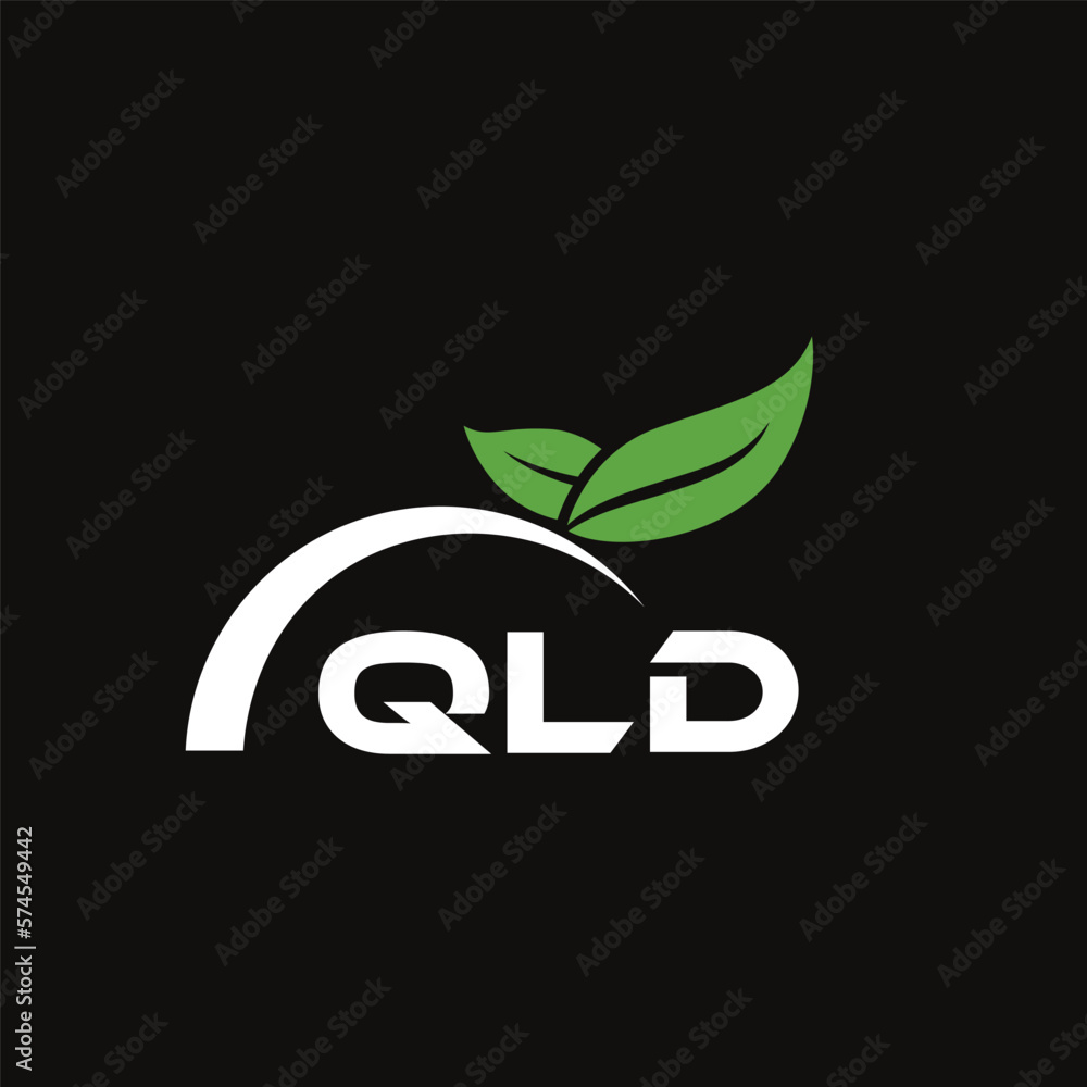 Fototapeta premium QLD letter nature logo design on black background. QLD creative initials letter leaf logo concept. QLD letter design.
