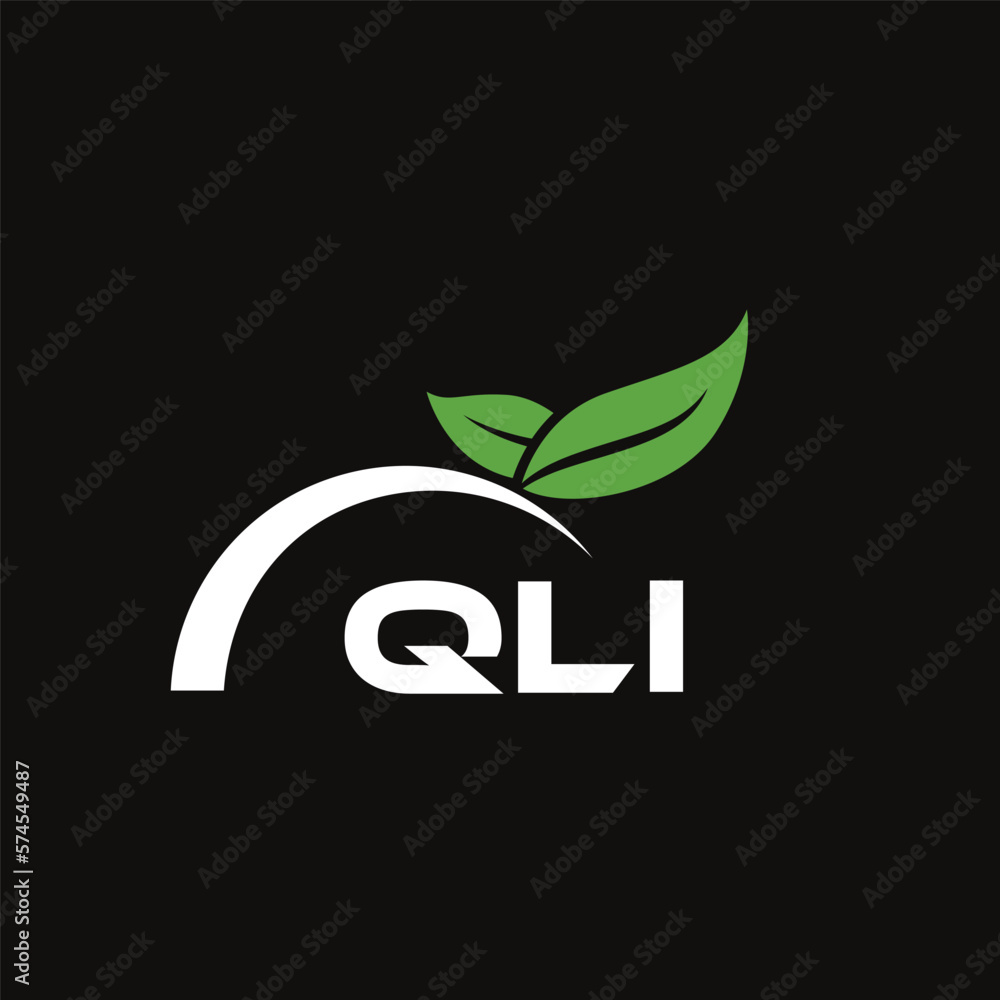 Fototapeta premium QLI letter nature logo design on black background. QLI creative initials letter leaf logo concept. QLI letter design.