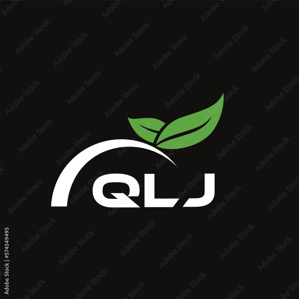 Fototapeta premium QLJ letter nature logo design on black background. QLJ creative initials letter leaf logo concept. QLJ letter design.