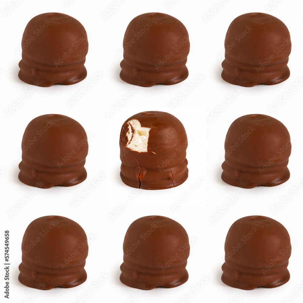Seamless pattern with Israeli winter dessert Krembo (chocolate covered marshmallow and cookie) on white background. Seamless pattern with Israeli winter dessert Krembo (chocolate covered marshmallow and cookie) on white background.