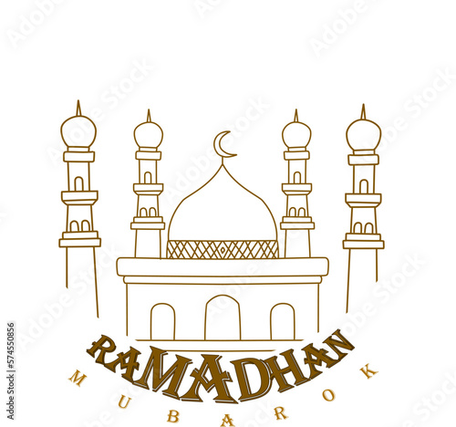 illustration of islamic mosque with greeting
