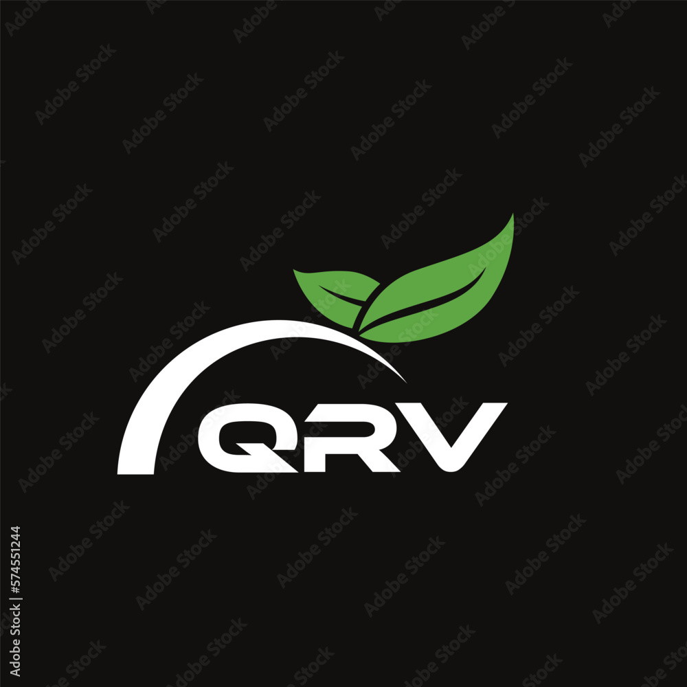 QRV letter nature logo design on black background. QRV creative initials letter leaf logo concept. QRV letter design. QRV letter nature logo design on black background. QRV creative initials letter leaf logo concept. QRV letter design.
