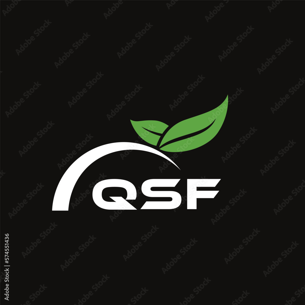 Fototapeta premium QSF letter nature logo design on black background. QSF creative initials letter leaf logo concept. QSF letter design.