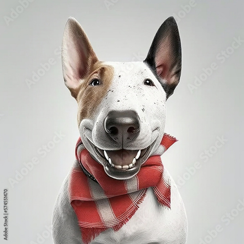 Cute cowhead terrier on white background photo