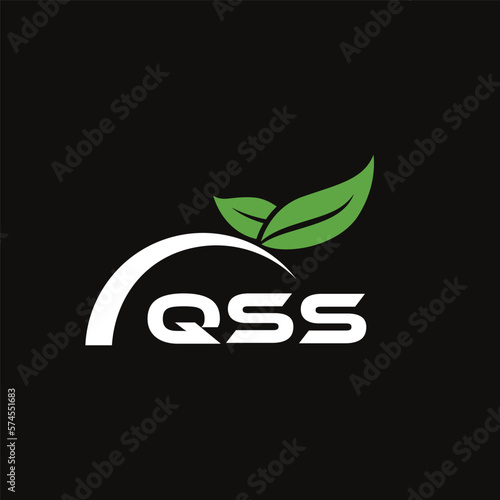 QSS letter nature logo design on black background. QSS creative initials letter leaf logo concept. QSS letter design.