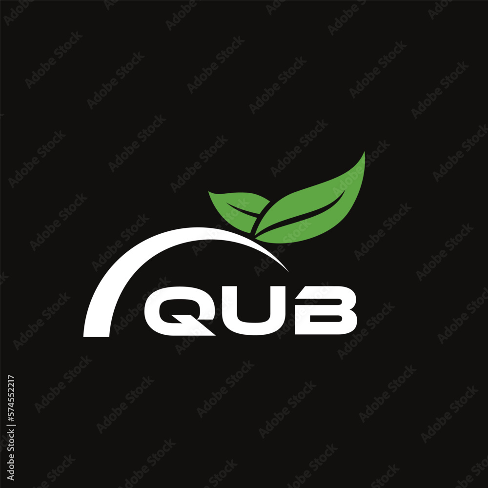 Fototapeta premium QUB letter nature logo design on black background. QUB creative initials letter leaf logo concept. QUB letter design.