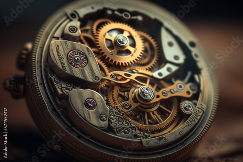 A Close up of Mechanical Watch Mechanism