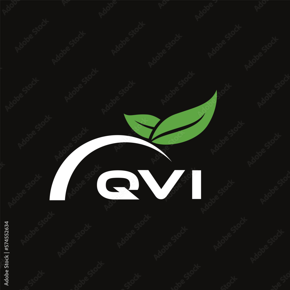 Fototapeta premium QVI letter nature logo design on black background. QVI creative initials letter leaf logo concept. QVI letter design.