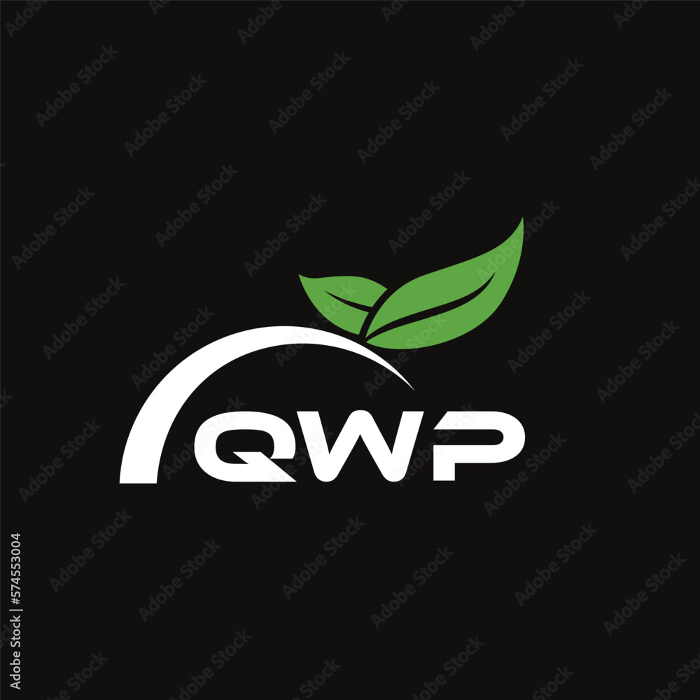 QWP letter nature logo design on black background. QWP creative initials letter leaf logo concept. QWP letter design. QWP letter nature logo design on black background. QWP creative initials letter leaf logo concept. QWP letter design.
