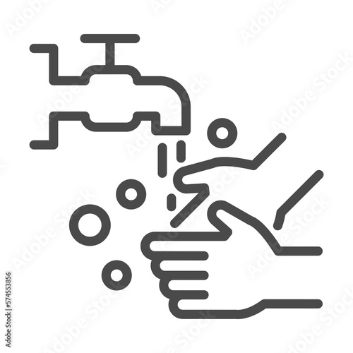 hand washing  with fresh water, simple thin line icon