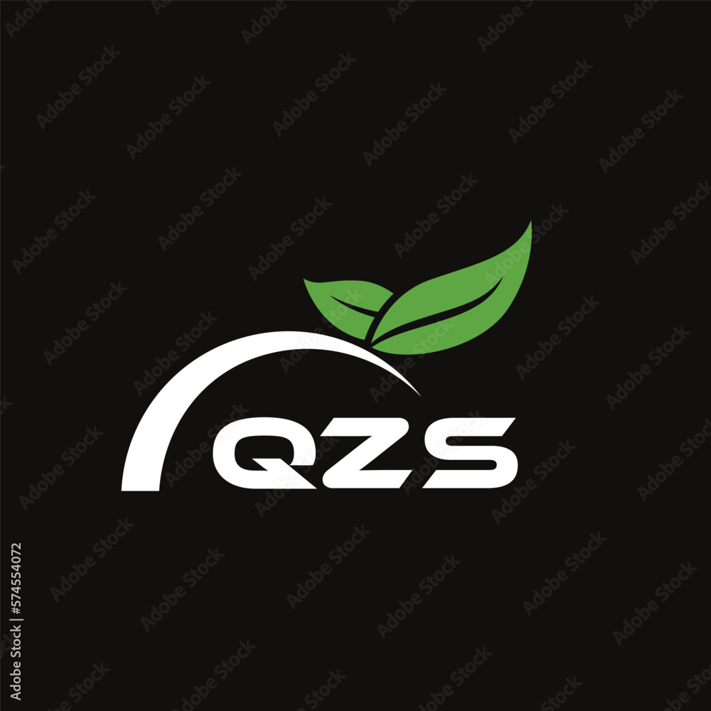 QZS letter nature logo design on black background. QZS creative initials letter leaf logo concept. QZS letter design. QZS letter nature logo design on black background. QZS creative initials letter leaf logo concept. QZS letter design.